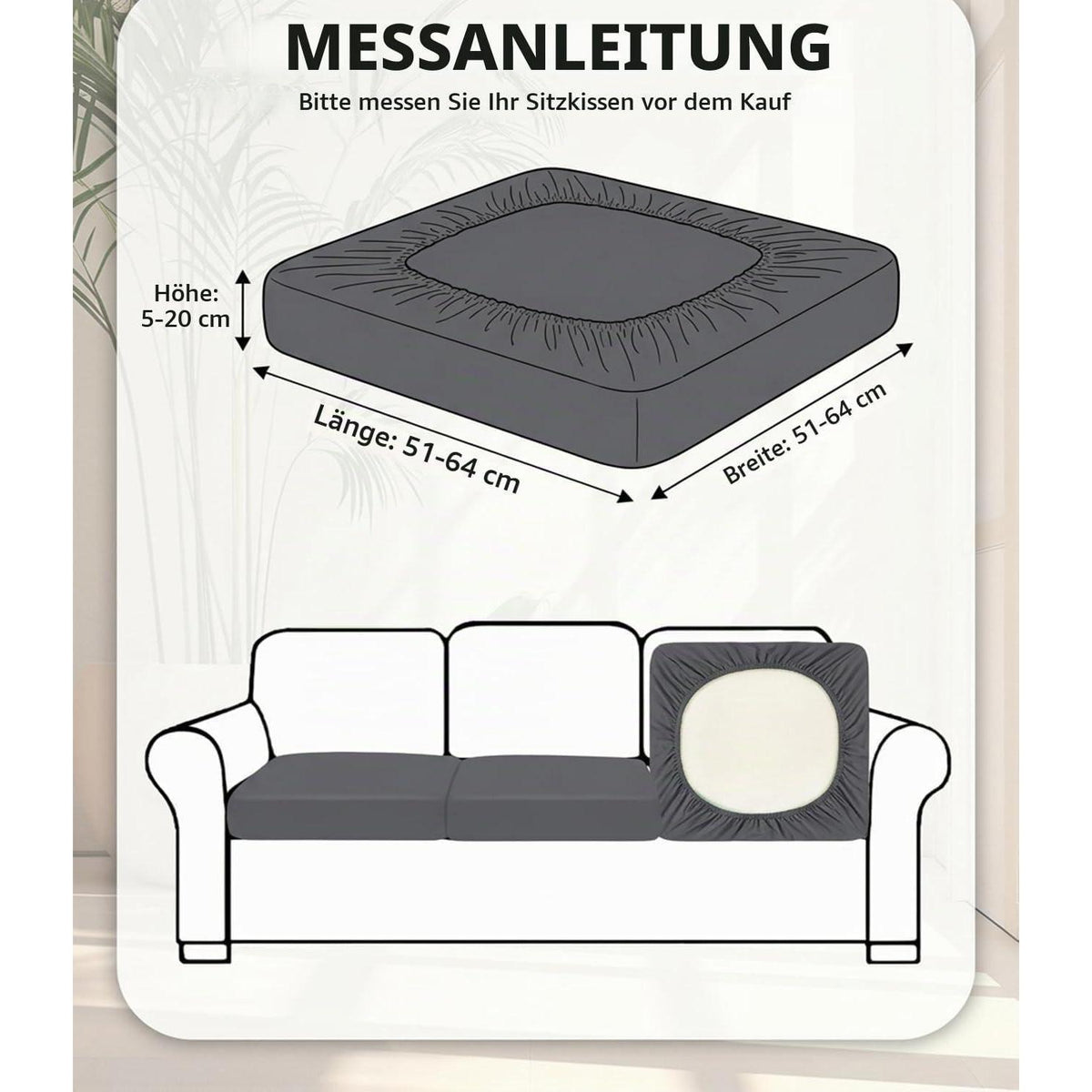 14x Outdoor Sitzkissenbezug Grau – Stretch Sofaüberzug für Terrasse