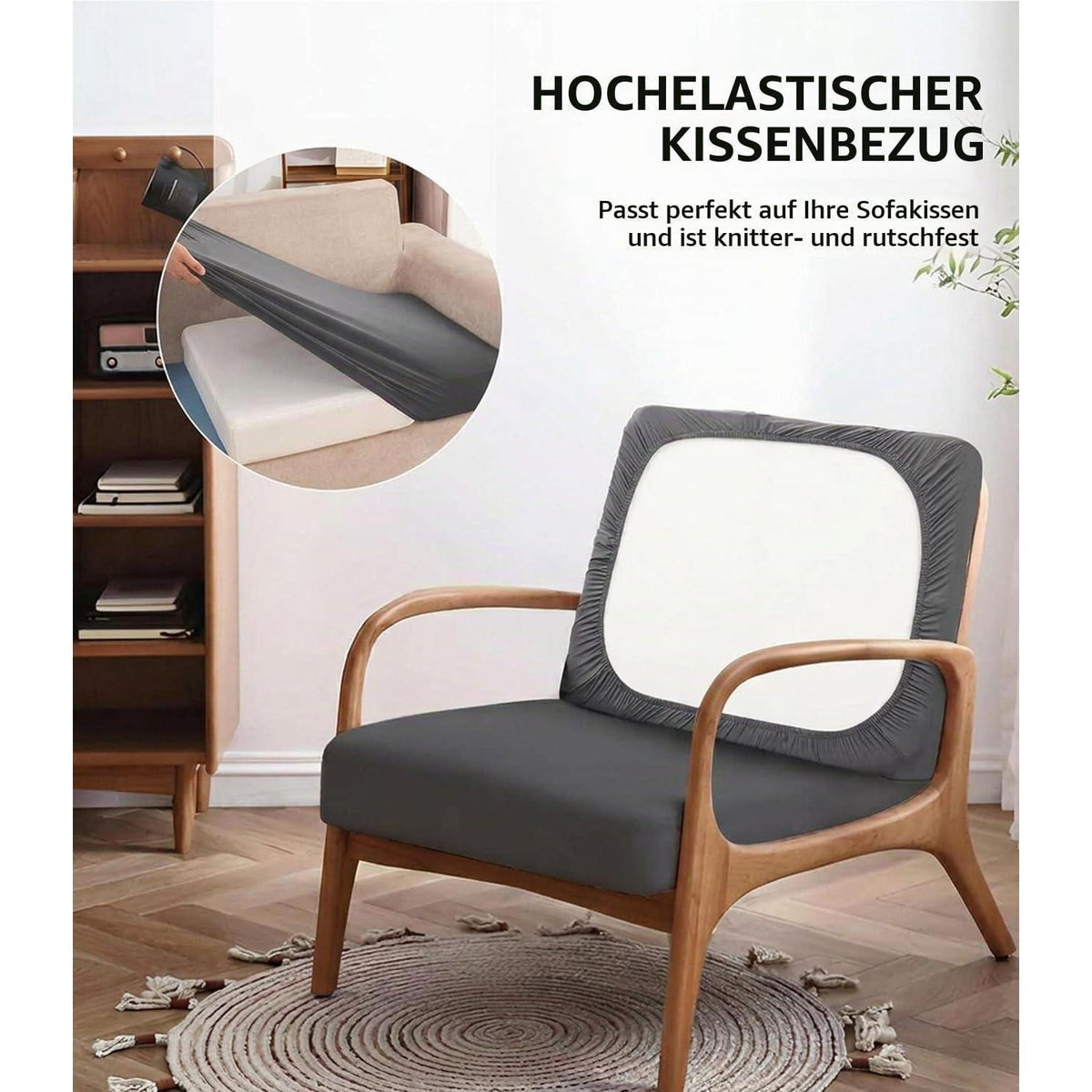 14x Outdoor Sitzkissenbezug Grau – Stretch Sofaüberzug für Terrasse