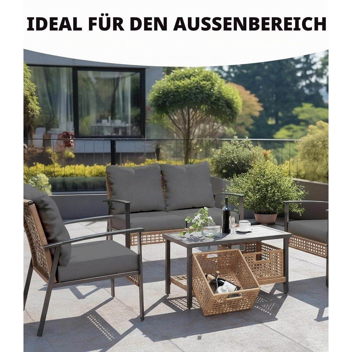 14x Outdoor Sitzkissenbezug Grau – Stretch Sofaüberzug für Terrasse