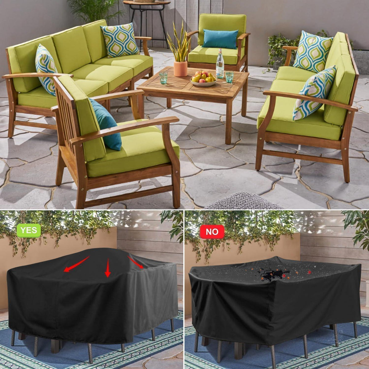 Wasserdichte Gartenmöbel Abdeckung 250x210x90cm – Winterfest & UV-Schutz