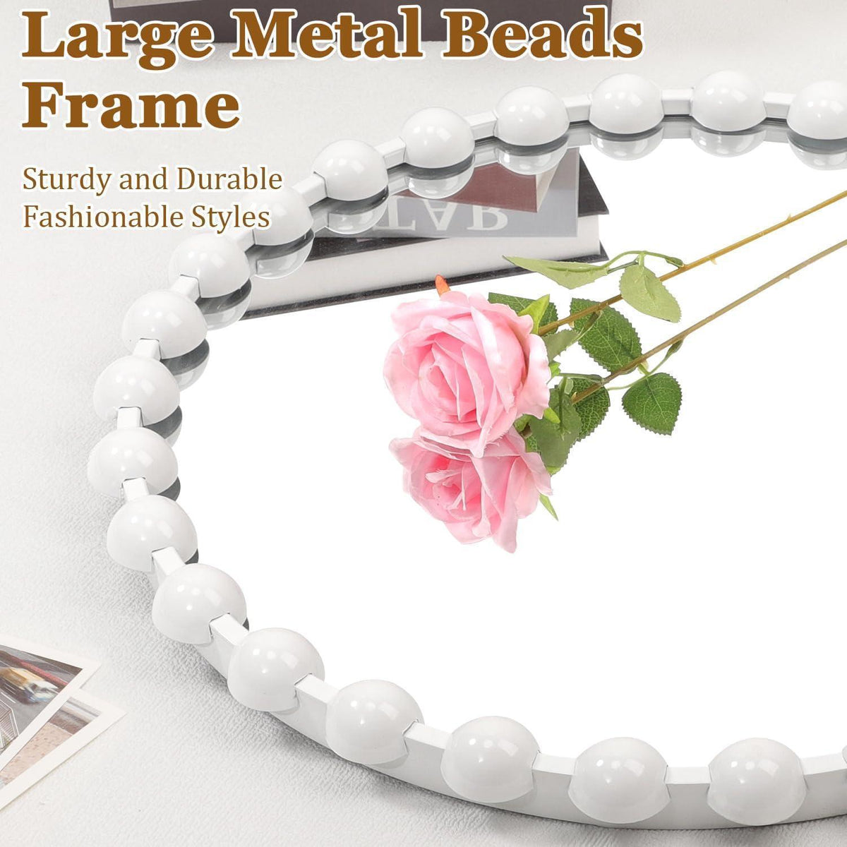 Runder Wandspiegel 70cm mit Perlenrahmen – Dekorativ & Elegant