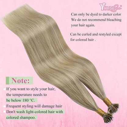 Blond Echthaar Nanoring Extensions 55 cm – #16/22