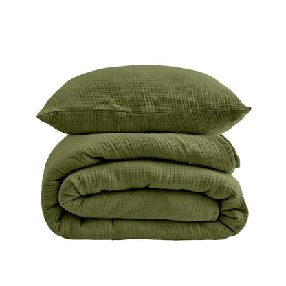 Muslin Bettwäsche Set 200x220 cm Mintgrün 3-teilig