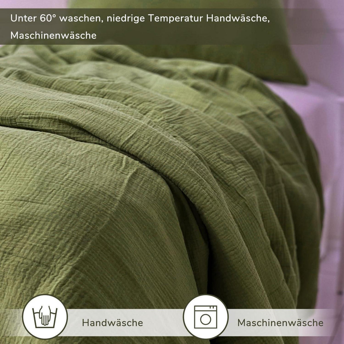Muslin Bettwäsche Set 200x220 cm Mintgrün 3-teilig