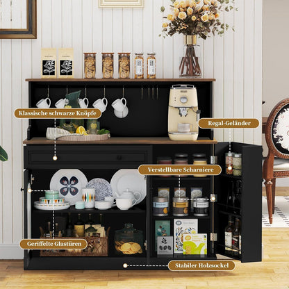 Küchenschrank mit Arbeitsplatte & Weinschrank Schwarz