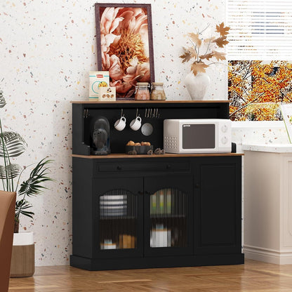 Küchenschrank mit Arbeitsplatte & Weinschrank Schwarz