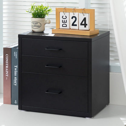 Schreibtisch-Aktenschrank mit 3 Schubladen, Metall, Schwarz