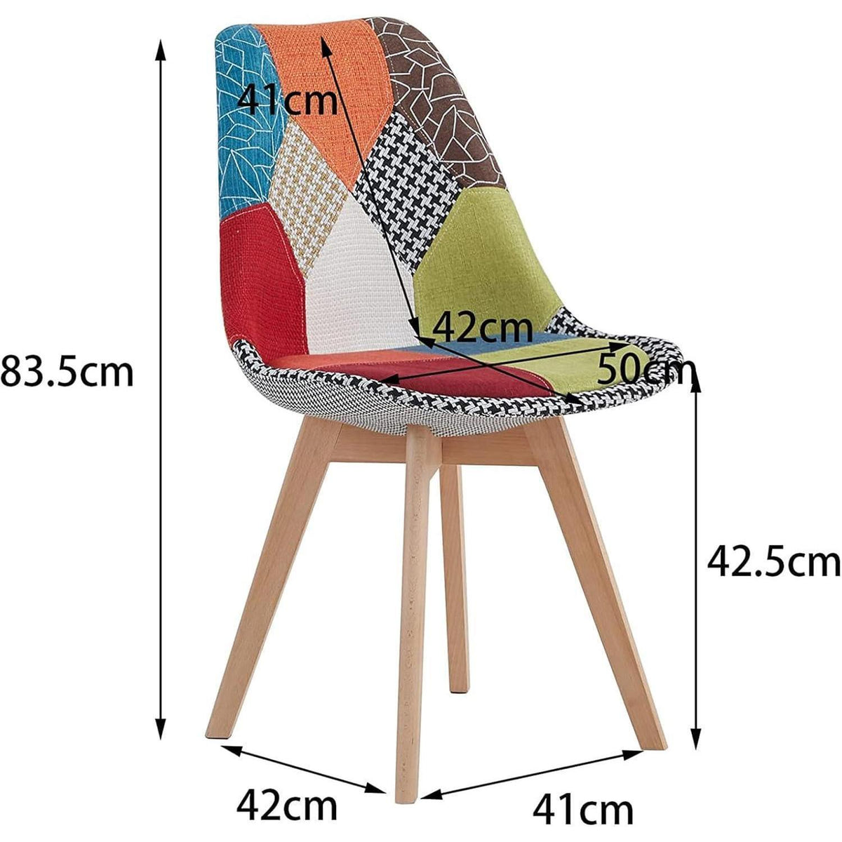 Patchwork Esszimmerstühle 2er-Set mit Holzbeinen