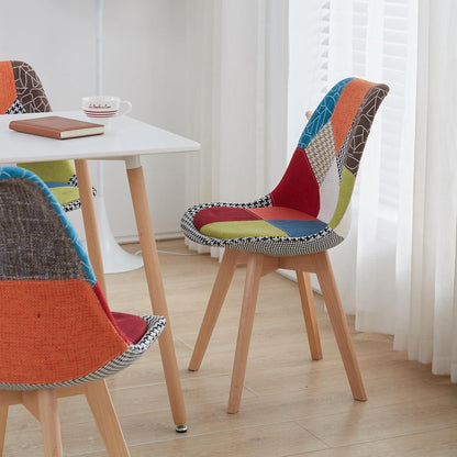 Patchwork Esszimmerstühle 2er-Set mit Holzbeinen