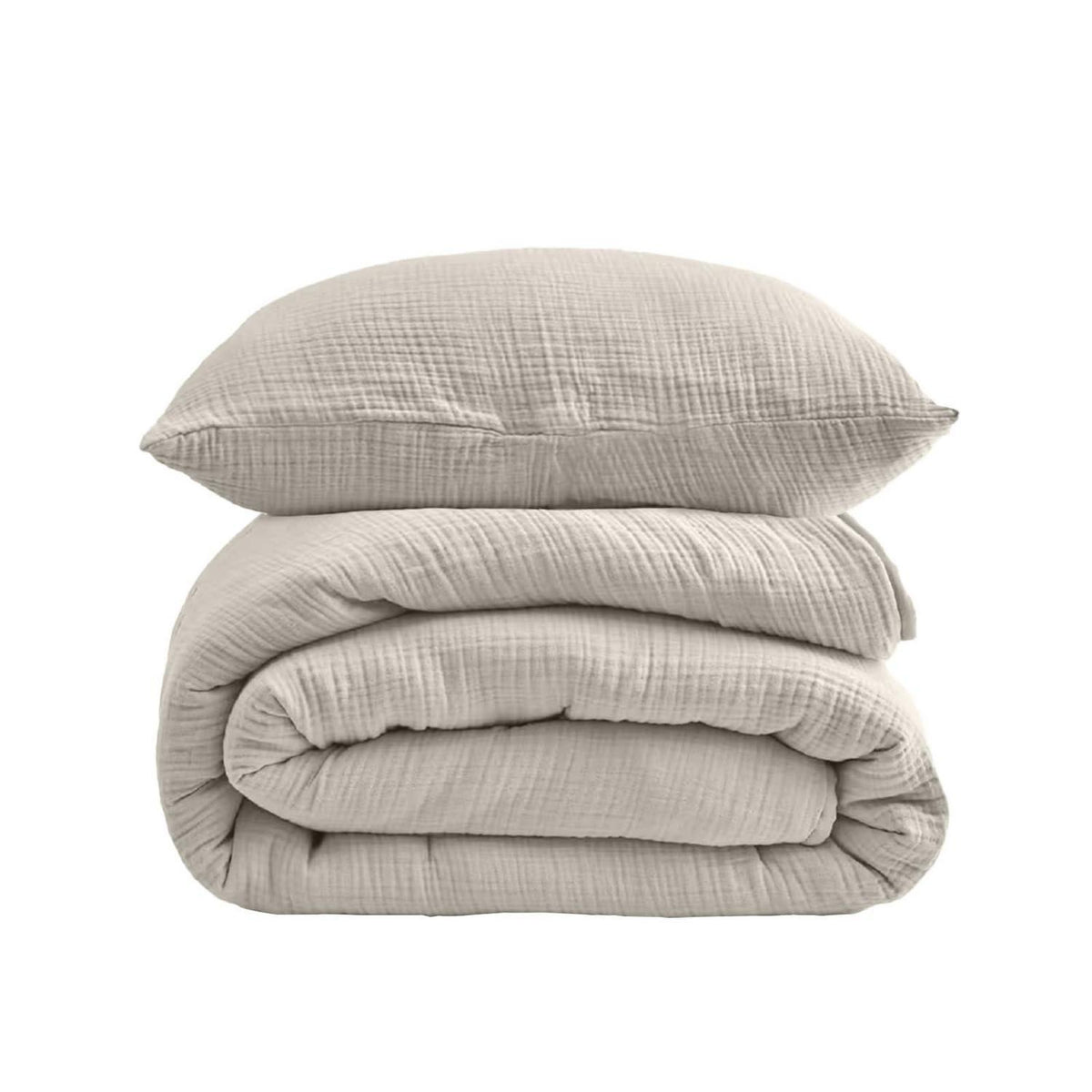 Musselin Bettwäsche Set 200x220 cm Beige – 3-teilig & atmungsaktiv