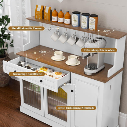 Küchenschrank mit Arbeitsplatte & Weinschrank – Weiß, 120x120x40 cm