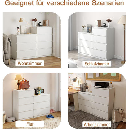 2er-Set Kommoden Weiß 3 & 4 Schubladen – Schlafzimmer & Büro