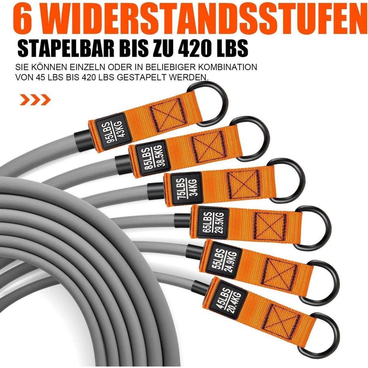 Widerstandsbänder Set mit Griffen & Zubehör, bis 190kg