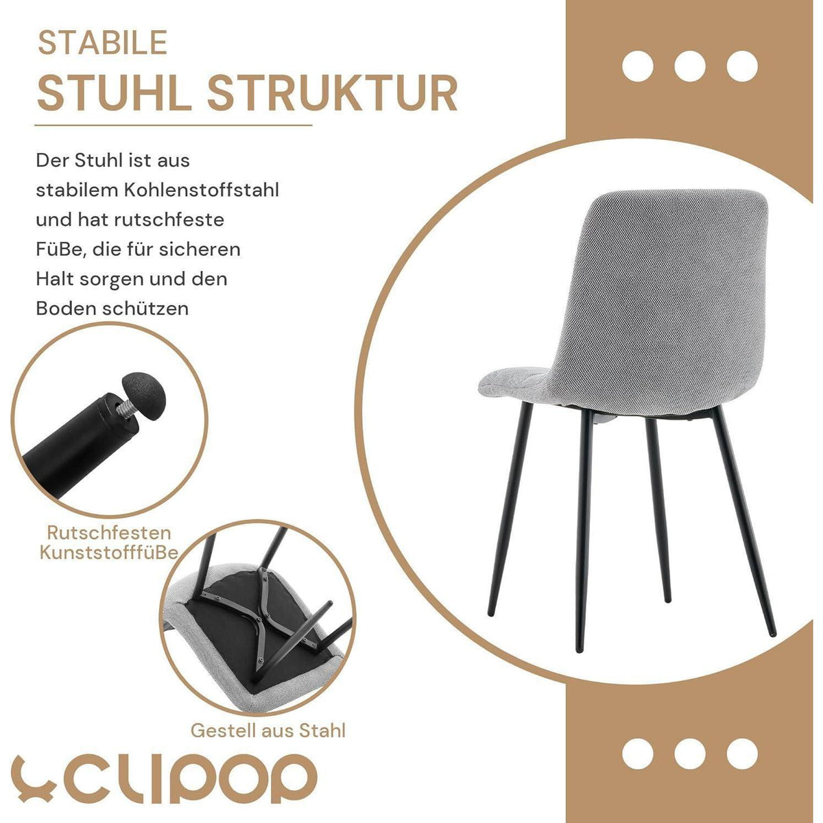 Esszimmerstühle 2er Set Dunkelgrau, Chenille Gepolstert