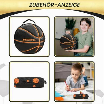 Schultrolley Rucksack Kinder Schwarz Basketball