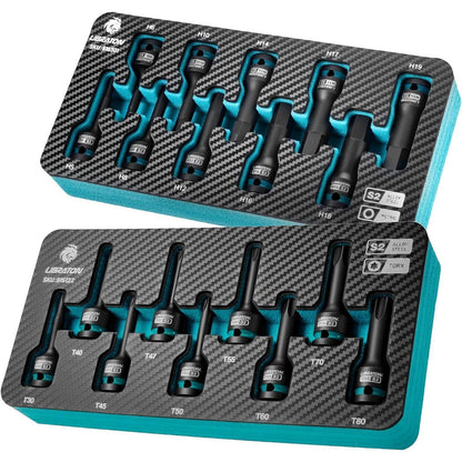Schlag-Steckschlüsselsatz Torx & Sechskant 1/2" S2-Stahl 19-tlg