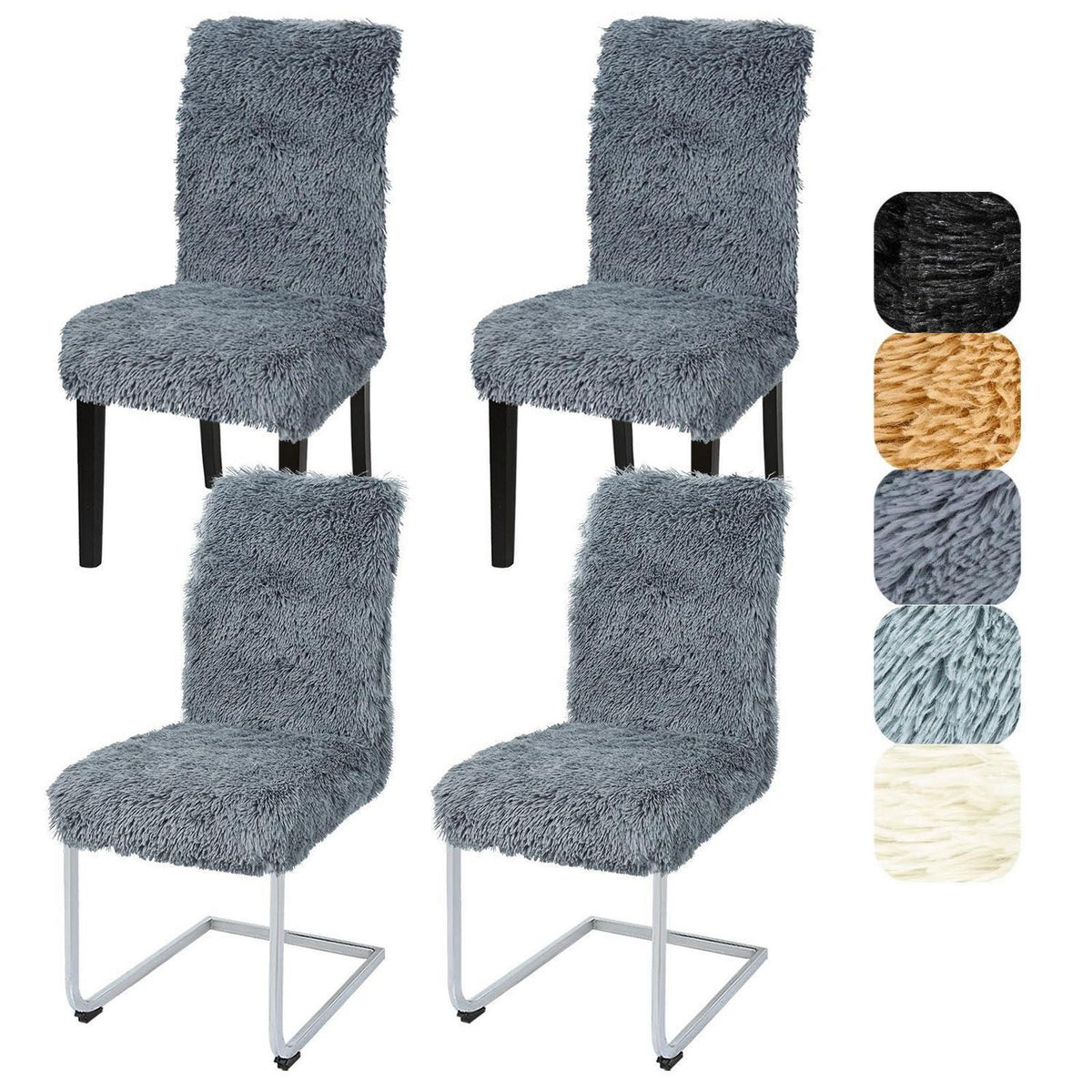 Stretch Stuhlhussen Set Dunkelgrau - 4er Pack für Esszimmer