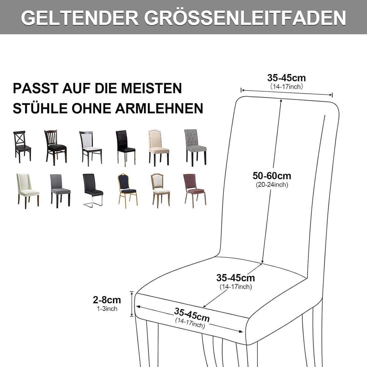 Stretch Stuhlhussen Set Dunkelgrau - 4er Pack für Esszimmer