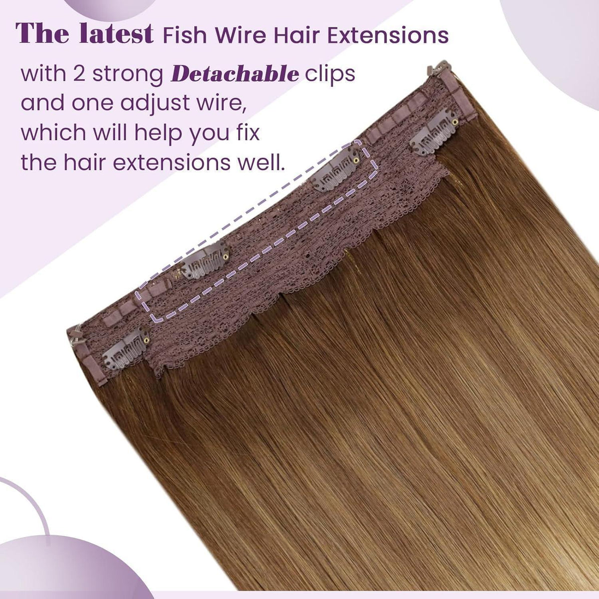 Echthaar Verlängerung Braun Ombre Flip mit Draht 50cm