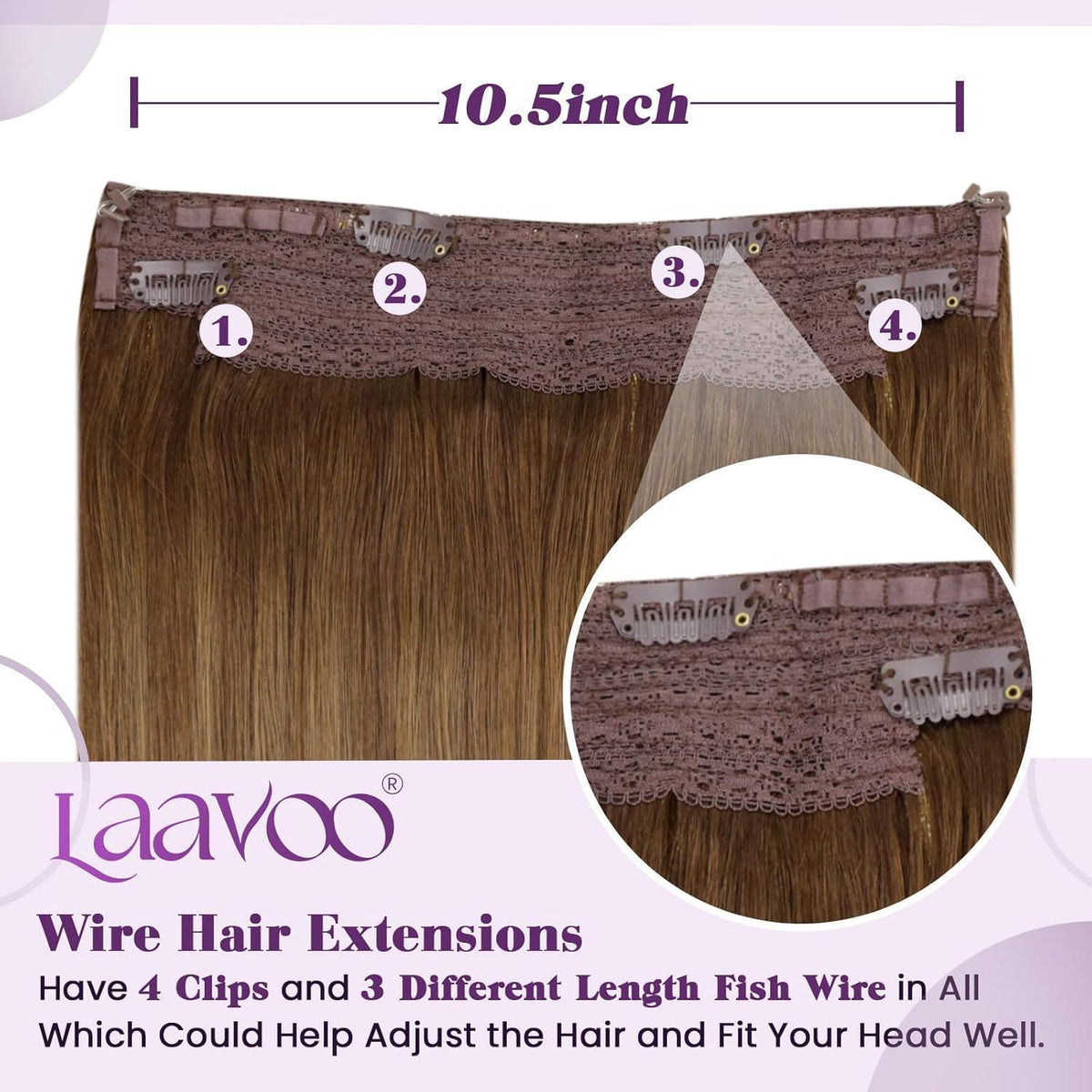Echthaar Verlängerung Braun Ombre Flip mit Draht 50cm