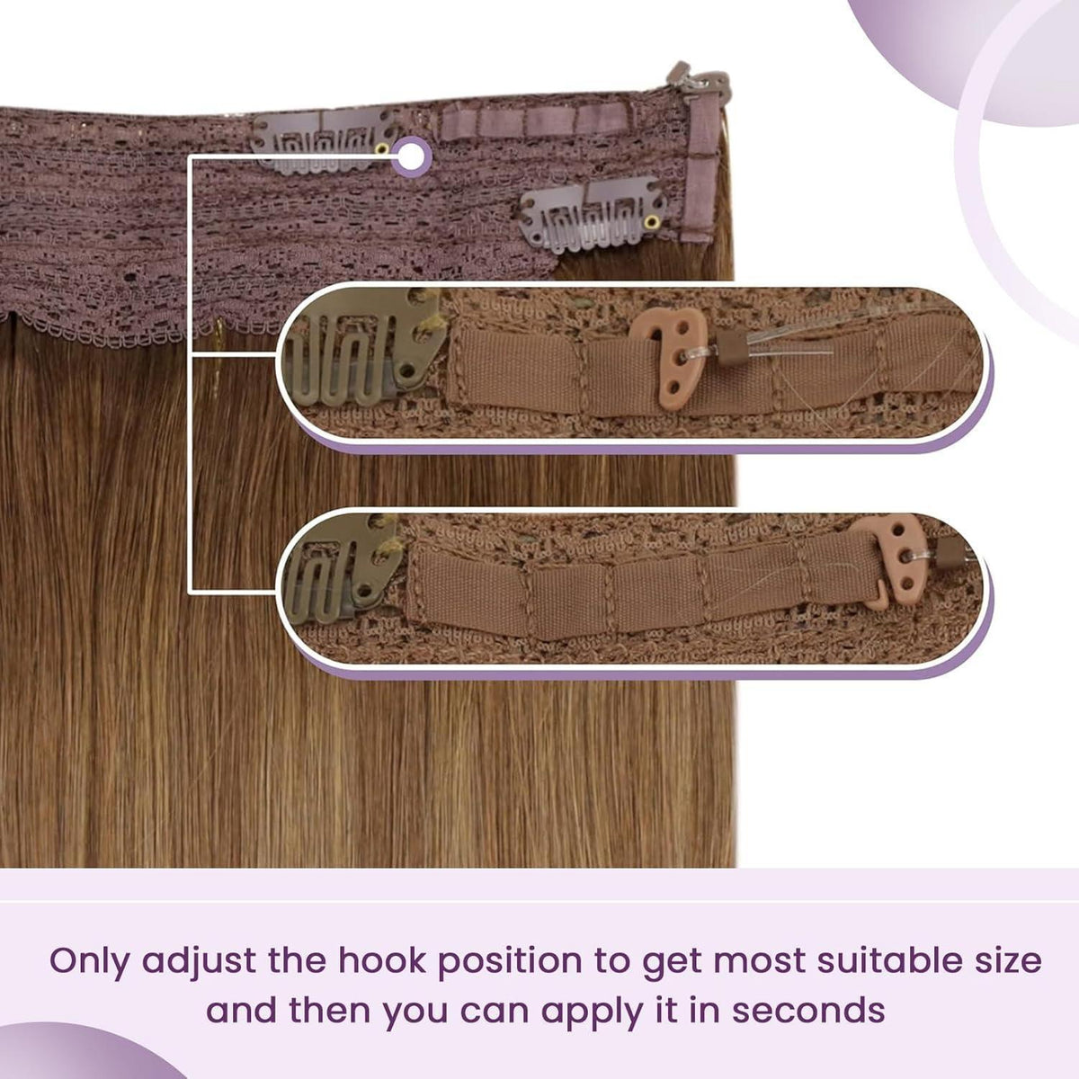 Echthaar Verlängerung Braun Ombre Flip mit Draht 50cm
