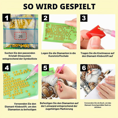Diamantmalerei Anhänger Gnom & Kaffee – DIY Fensterdeko Set