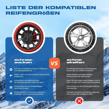 Schneesocken Winterreifen XL – Hochsicher & Leicht installierbar