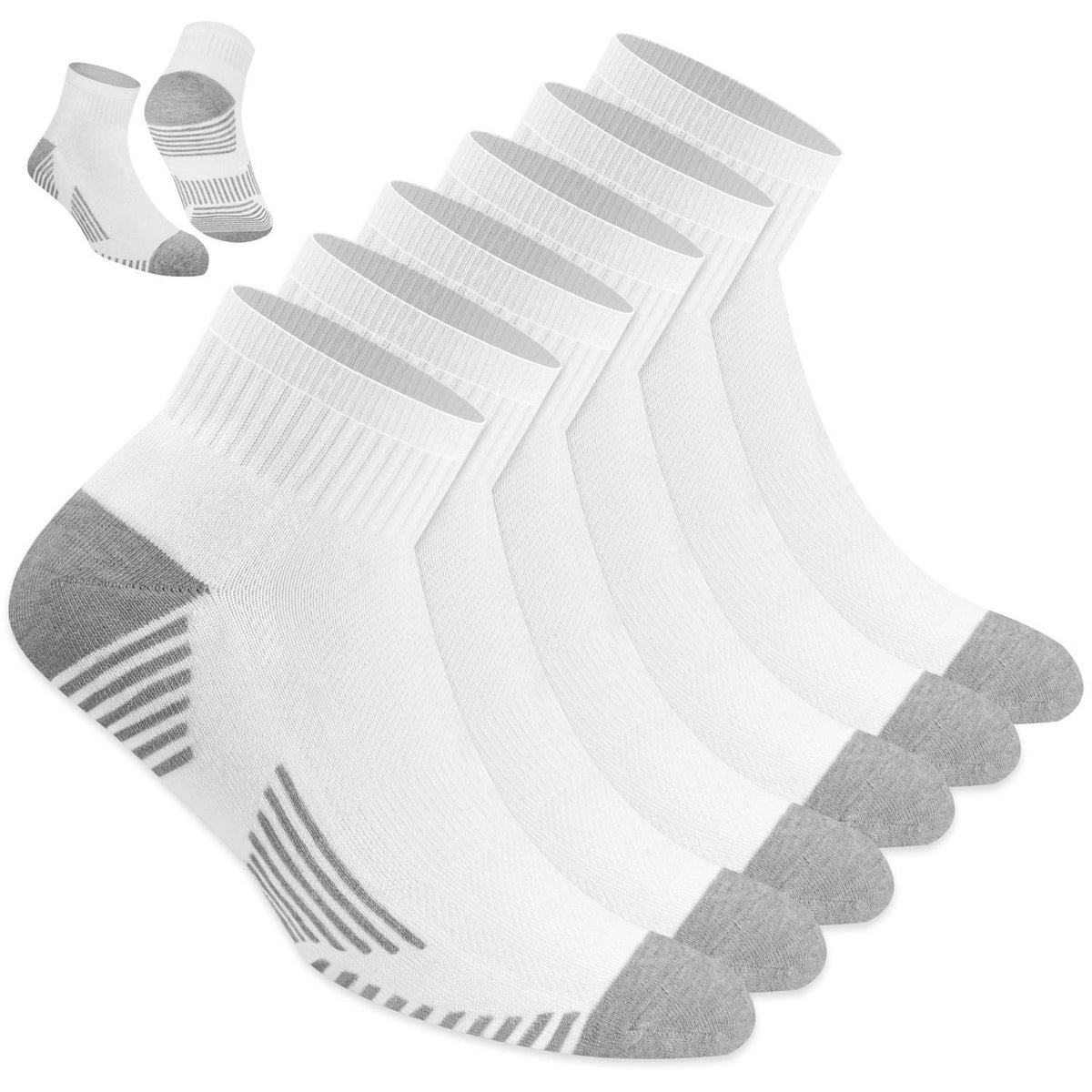 Herren Sportsocken Baumwolle 6er Pack Weiß 47-50