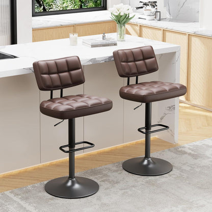 Barhocker Set 4er – Höhenverstellbar, Braun in Lederoptik