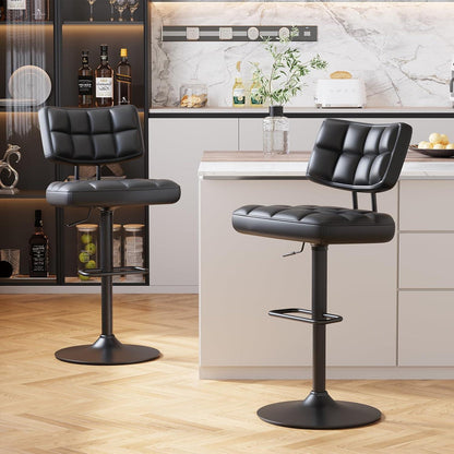 Barhocker Set 4er – Höhenverstellbar, Schwarz in Lederoptik