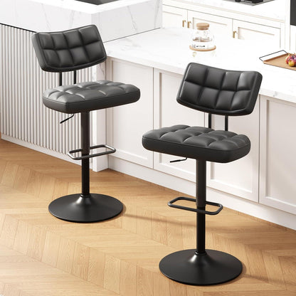 Barhocker Set 4er – Höhenverstellbar, Schwarz in Lederoptik