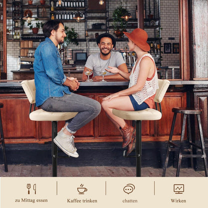 Barhocker Set 4er – Höhenverstellbar, Beige in Lederoptik