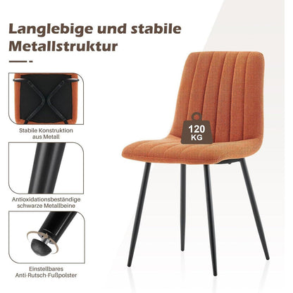 Gepolsterter Esszimmerstuhl Set 4er – Orange Leinen