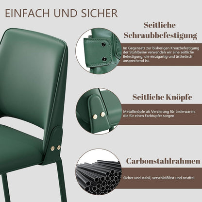 Esszimmerstuhl in Lederoptik mit hoher Lehne, Dunkelgrün