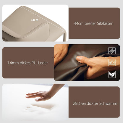 Esszimmerstuhl in Lederoptik, C-Lehne, Khaki
