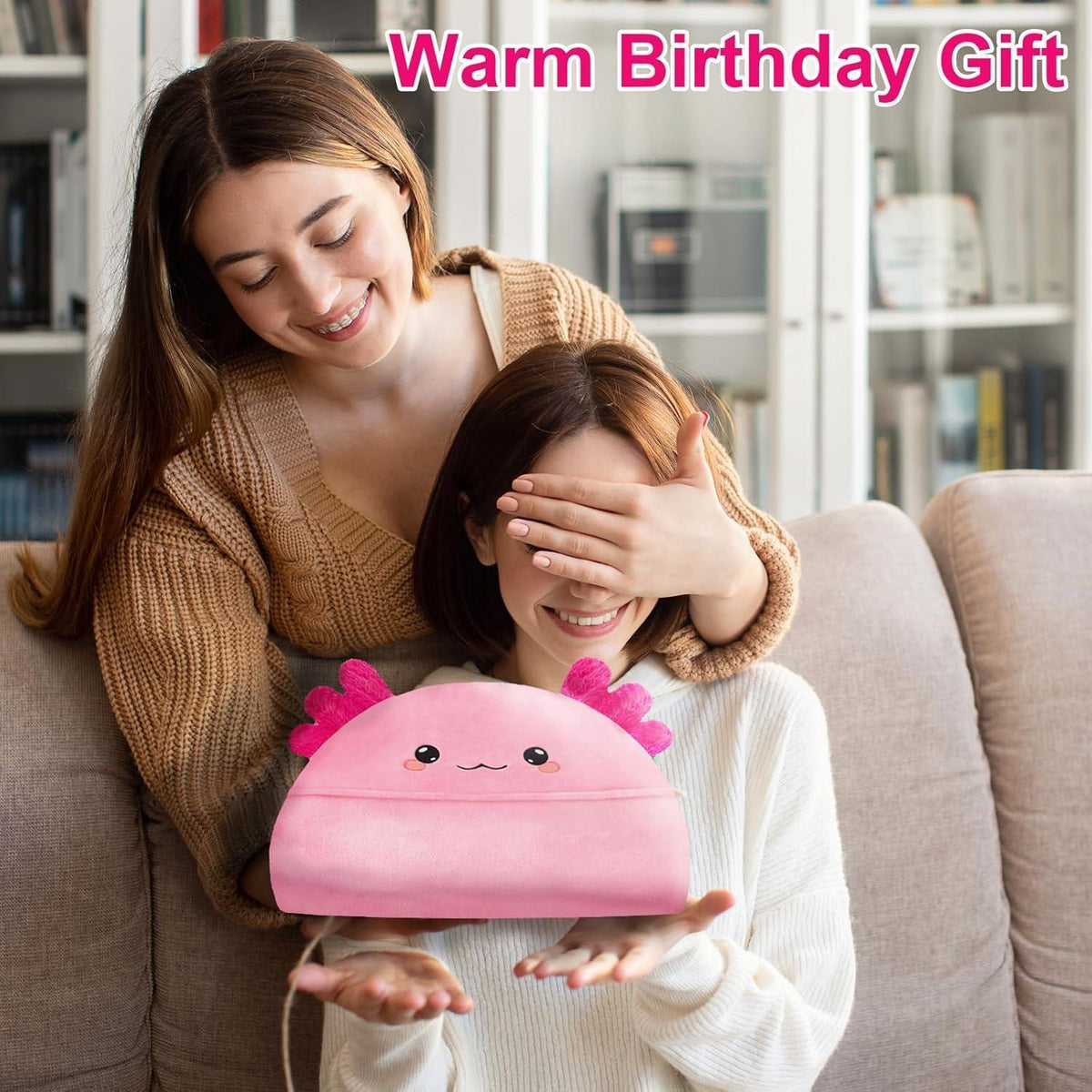 Tragbare Hoodie-Decke mit Kapuze und Handschuhen – Axolotl Kuscheldecke