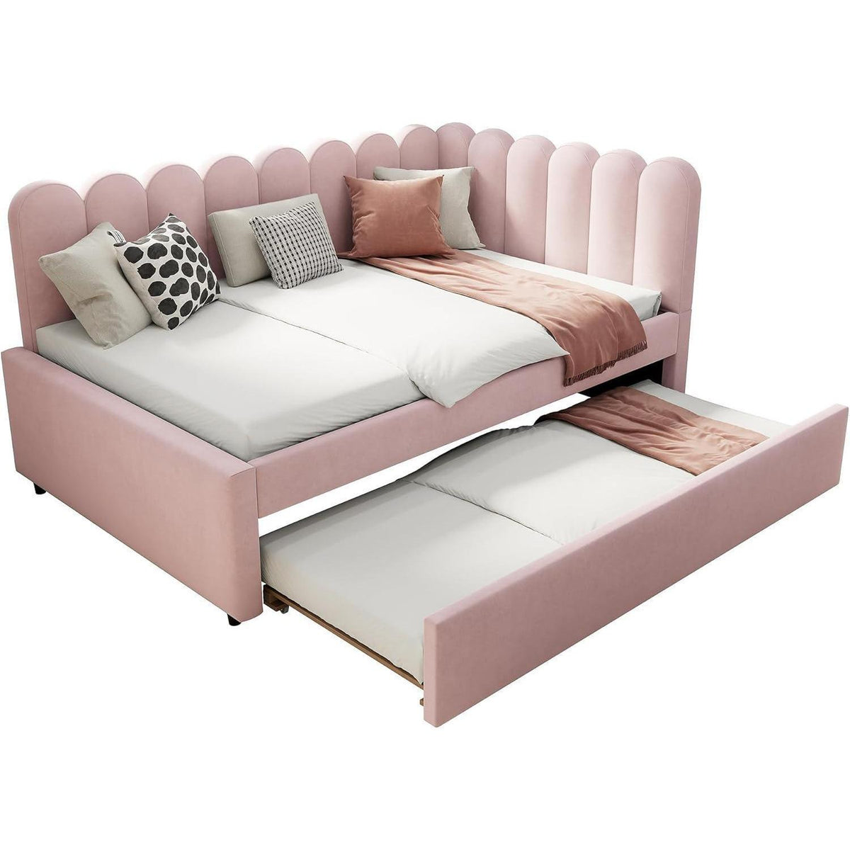 L-förmiges Schlafsofa 140x200 cm mit Ausziehbett & Blütenmuster
