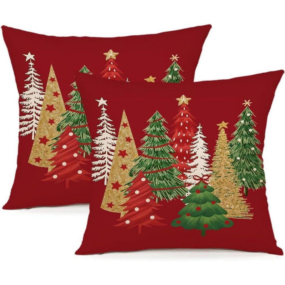 Weihnachtskissenbezug 40x40 cm - 2er Set Leinen Deko