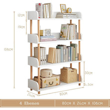 4-Ebenen Bücherregal Holz - Modernes Freistehend Regal Weiß