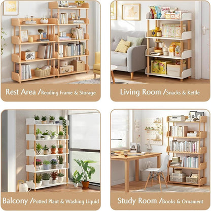 5-Ebenen Bücherregal Eiche - Modernes Holzregal für Wohnzimmer