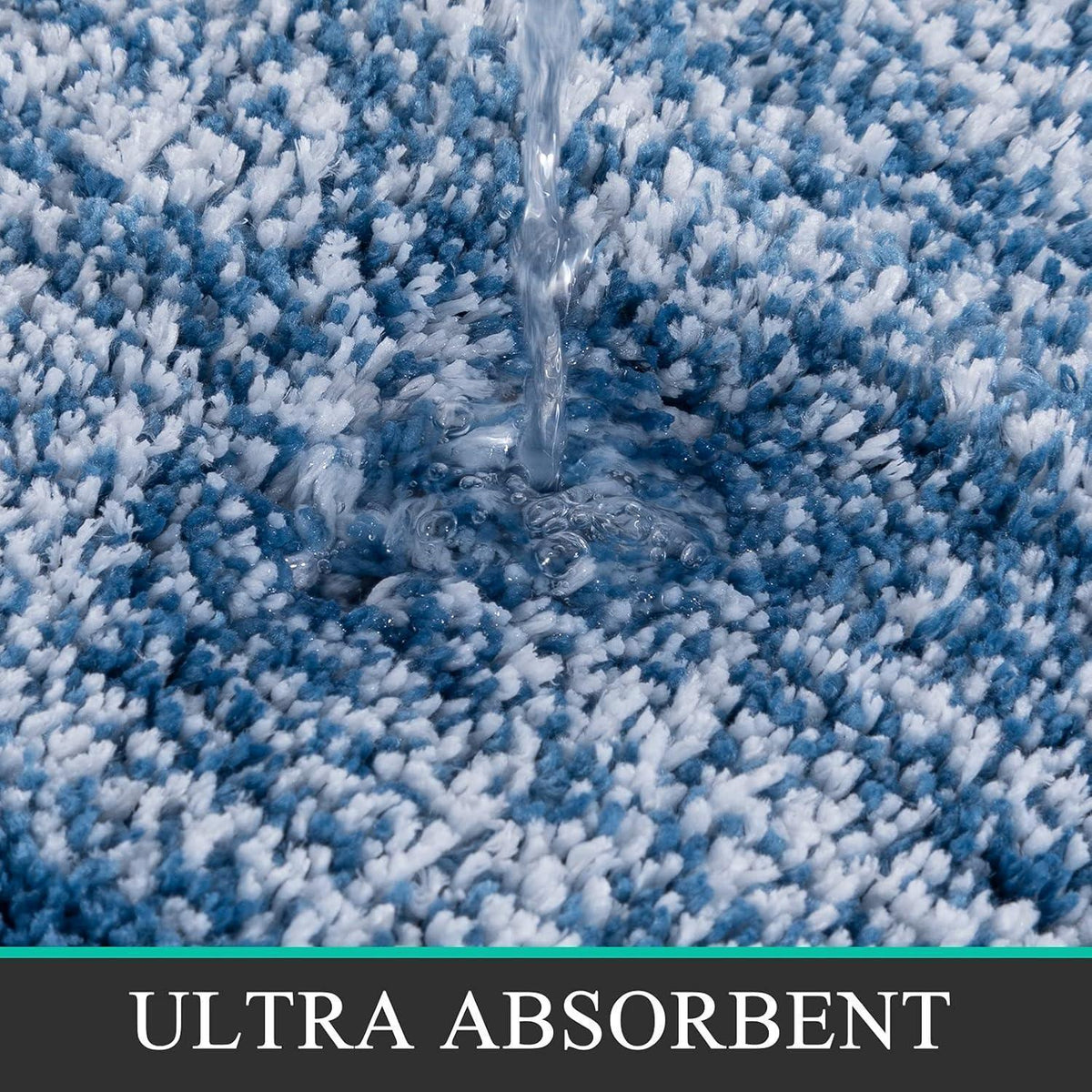 Rutschfestes Badematten-Set 3-teilig Mikrofaser Blau