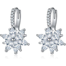 Blumen Creolen Silber mit Zirkonia – Damen Ohrringe