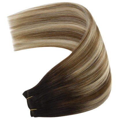 Echthaar Tressen Ombre Braun Balayage Blond 50cm