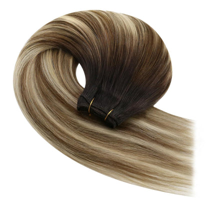 Echthaar Tressen Ombre Braun Balayage Blond 50cm