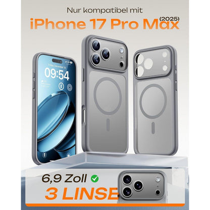 iPhone 17 Pro Max Hülle MagSafe, Kameraschutz, Matt Grau