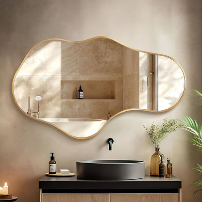 Wavy Wandspiegel Gold – Abstraktes Wellendesign 100x60cm
