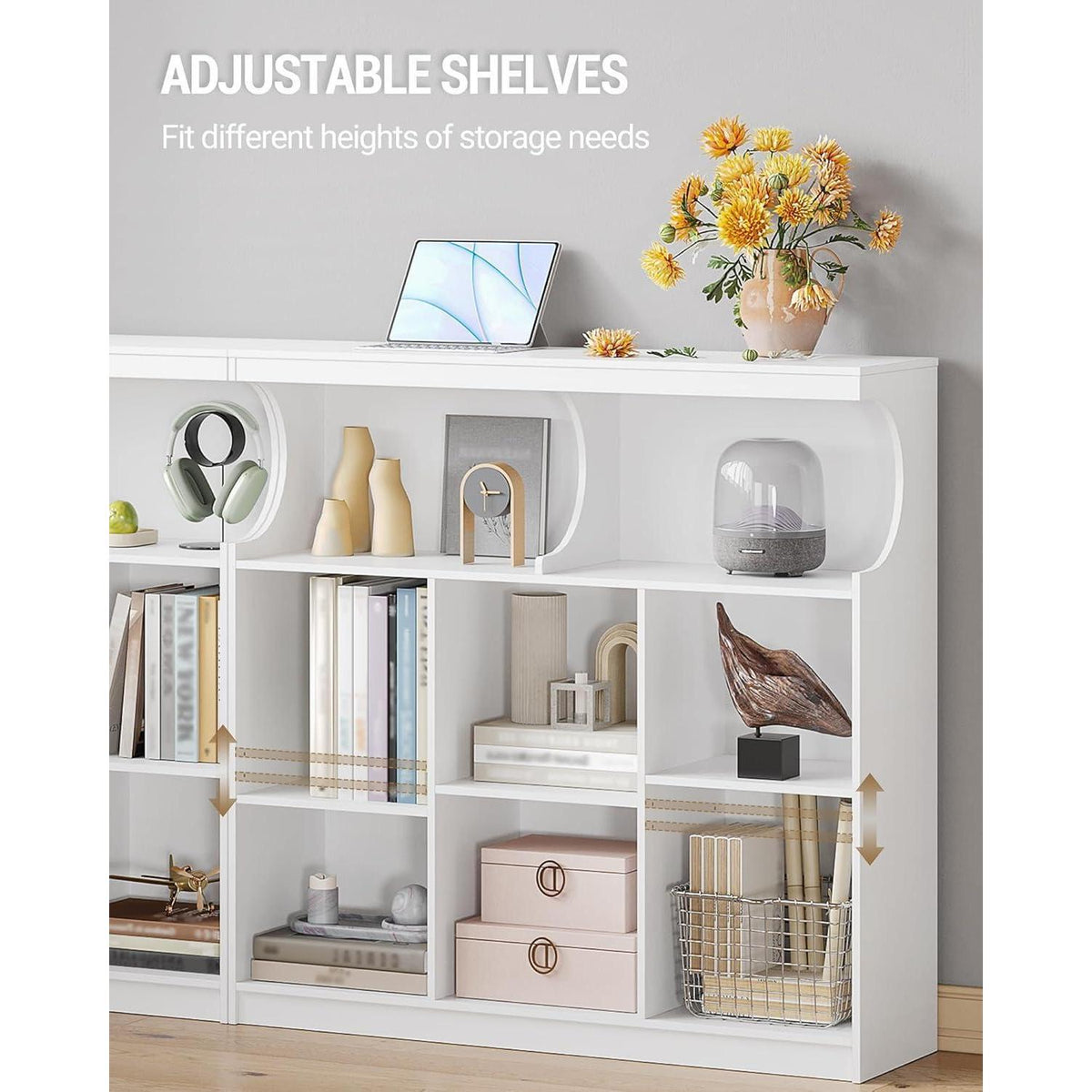 Weißes Bücherregal 8-Fach | Standregal für Wohnzimmer, Büro & Schlafzimmer