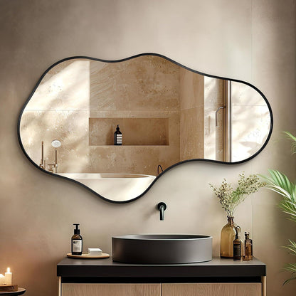 Wavy Wandspiegel Schwarz – Abstraktes Wellendesign 100x60cm