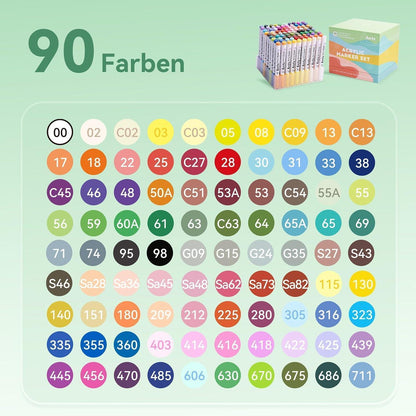 Acrylmarker Set 90 Farben – Wasserfest & Vielseitig