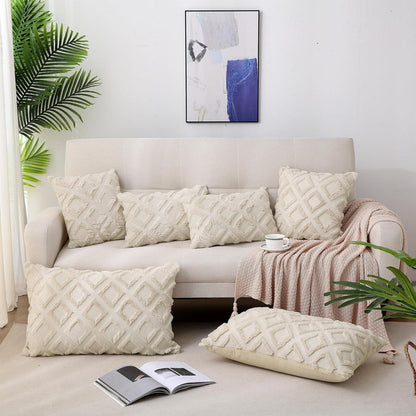 Boho Kissenbezug 2er Set 45x45 cm Beige – Flauschig & Dekorativ